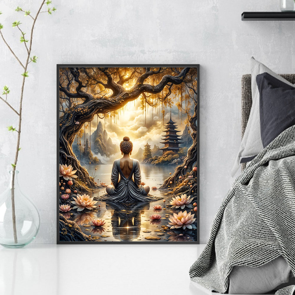 Buddha Statue - 11CT Stamped Cross Stitch 40*50CM