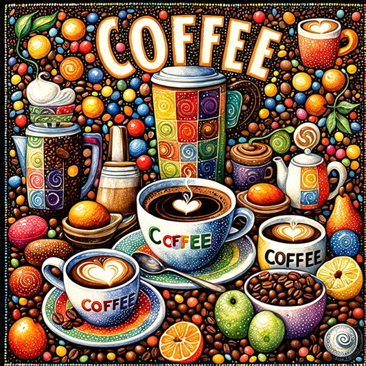 Coffee - Full Round Drill Diamond Painting 40*40CM