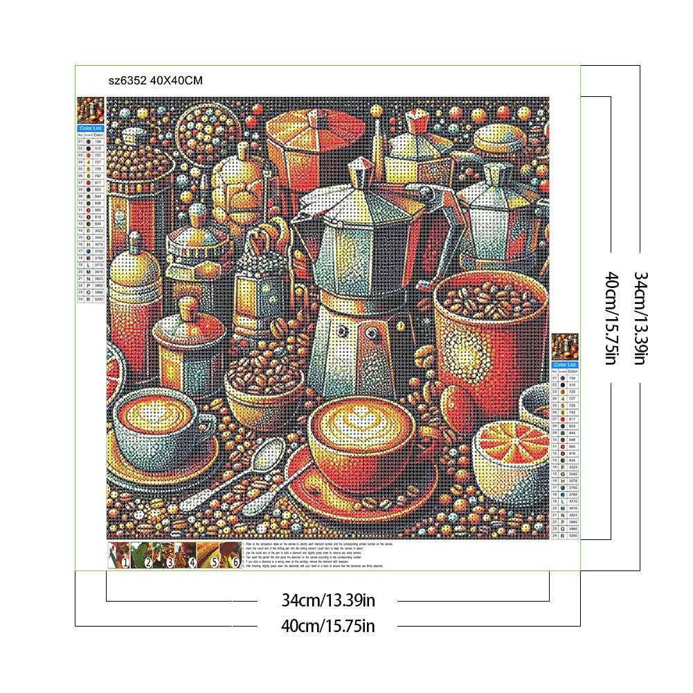 Coffee - Full Round Drill Diamond Painting 40*40CM