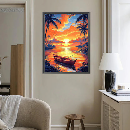 Sunset Lake View - Full Round Drill Diamond Painting 40*50CM