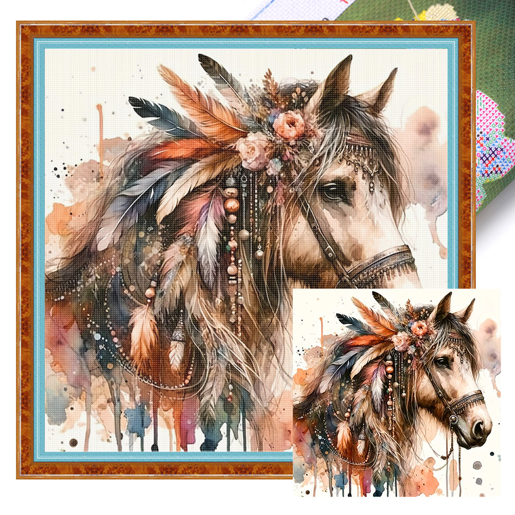 Indian Horse - 11CT Stamped Cross Stitch 40*40CM