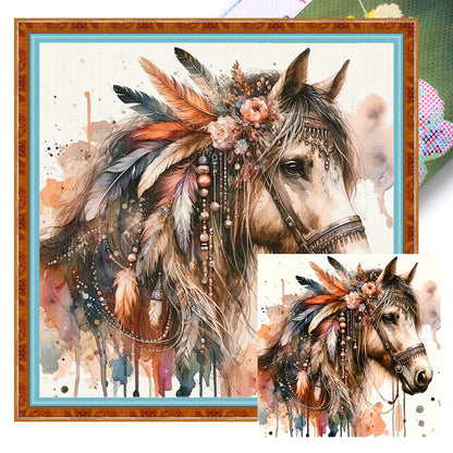 Indian Horse - 11CT Stamped Cross Stitch 40*40CM