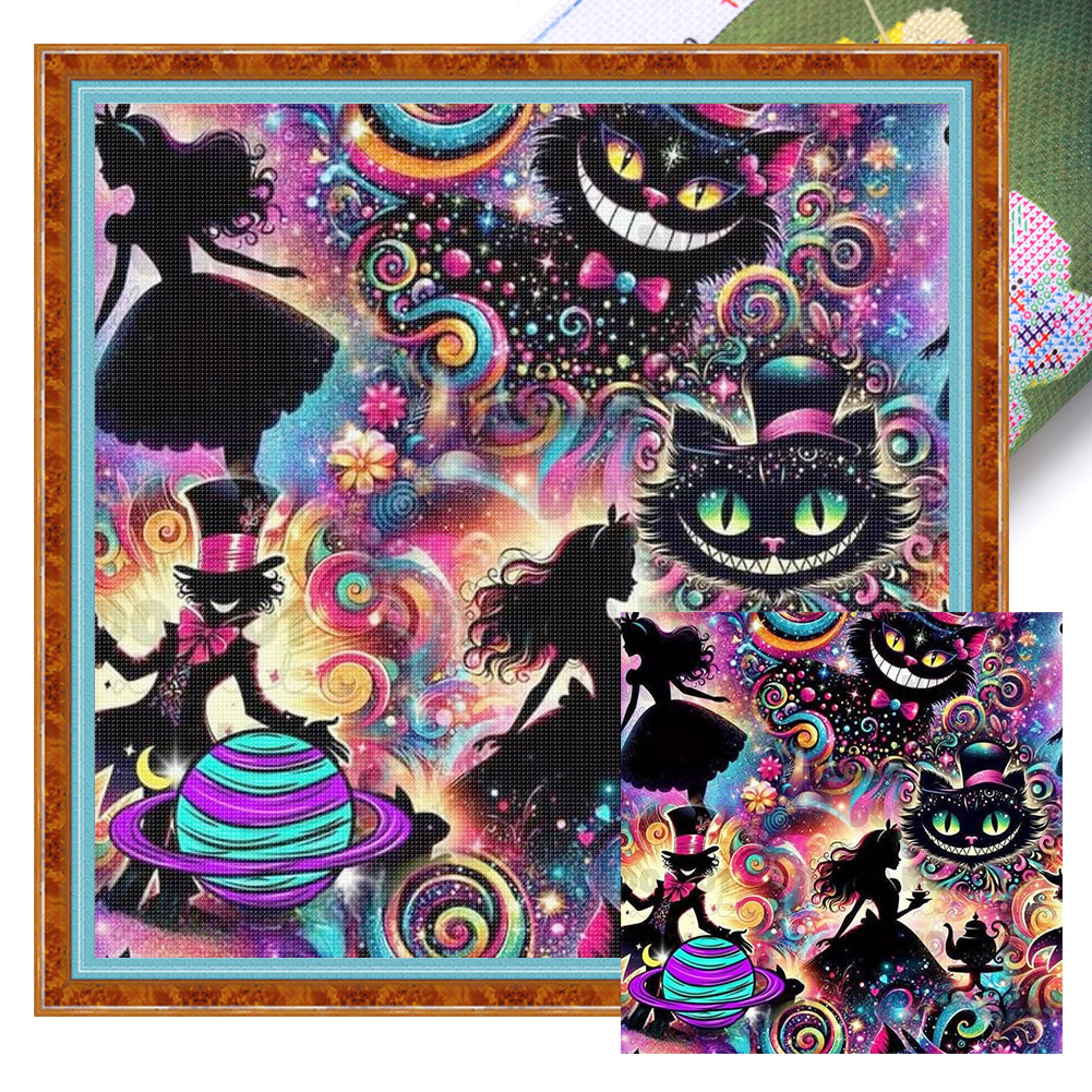 Alice And Her Cat - 11CT Stamped Cross Stitch 40*40CM