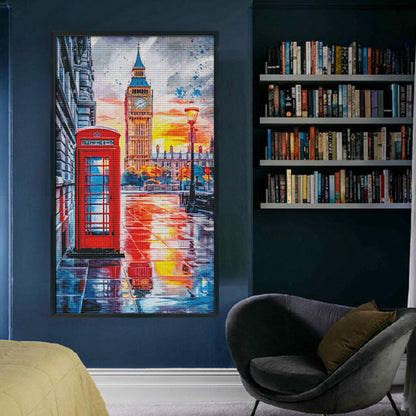 London Telephone Booth - 14CT Stamped Cross Stitch 55*95CM(Fairy Brand)