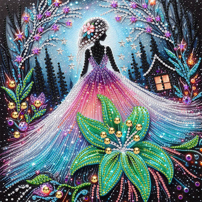 Girl And Flower - Special Shaped Drill Diamond Painting 30*30CM