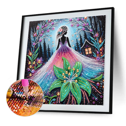 Girl And Flower - Special Shaped Drill Diamond Painting 30*30CM