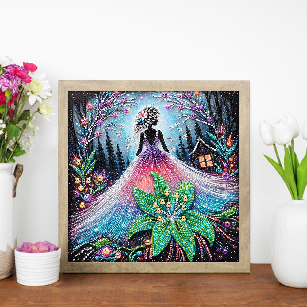 Girl And Flower - Special Shaped Drill Diamond Painting 30*30CM