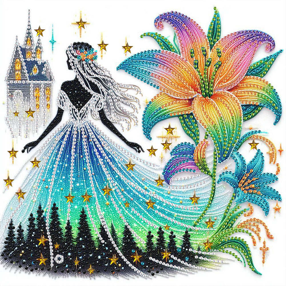 Girl And Lily - Special Shaped Drill Diamond Painting 30*30CM