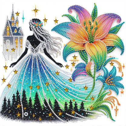 Girl And Lily - Special Shaped Drill Diamond Painting 30*30CM