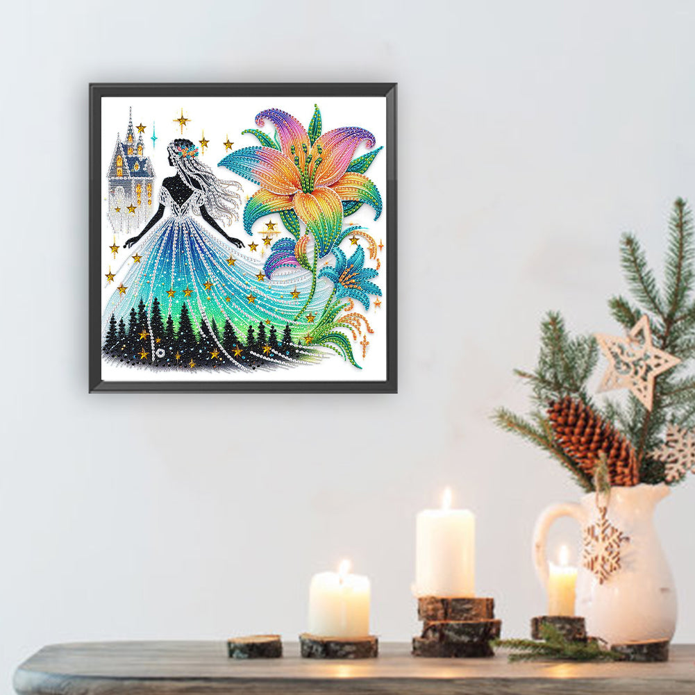 Girl And Lily - Special Shaped Drill Diamond Painting 30*30CM