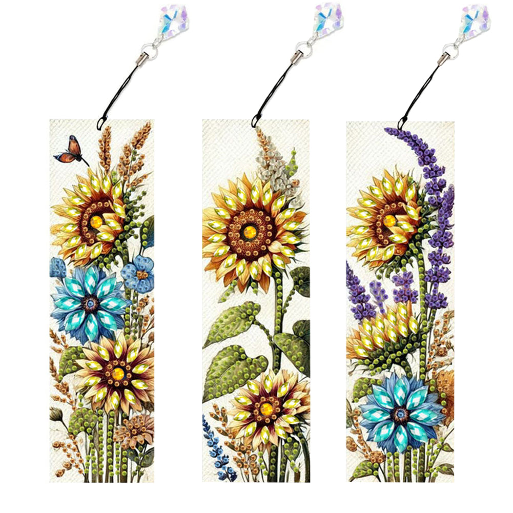 3Pcs Animal Themed DIY Diamond Painting Art Bookmarks Irregular Shaped Diamonds