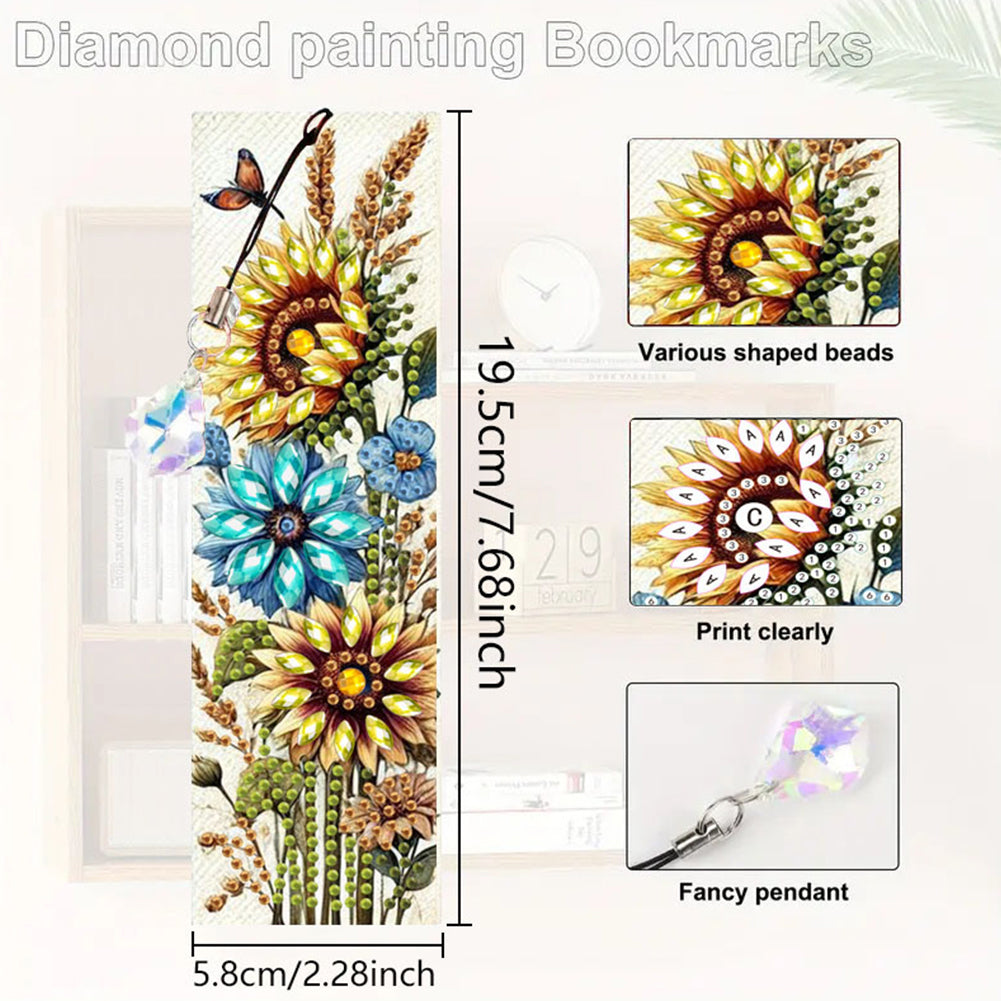3Pcs Animal Themed DIY Diamond Painting Art Bookmarks Irregular Shaped Diamonds