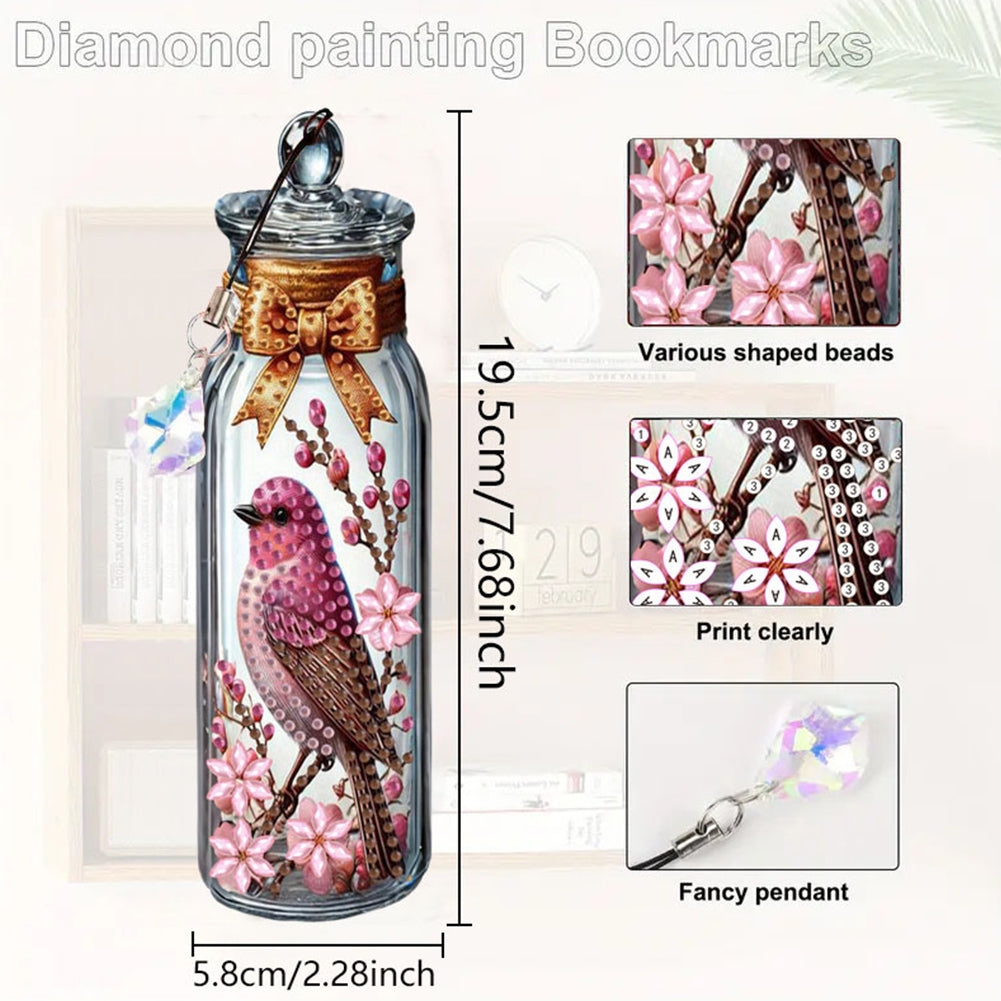 3Pcs Animal Themed DIY Diamond Painting Art Bookmarks Irregular Shaped Diamonds