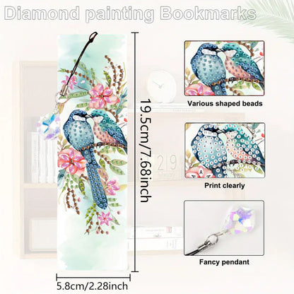 3Pcs Animal Themed DIY Diamond Painting Art Bookmarks Irregular Shaped Diamonds