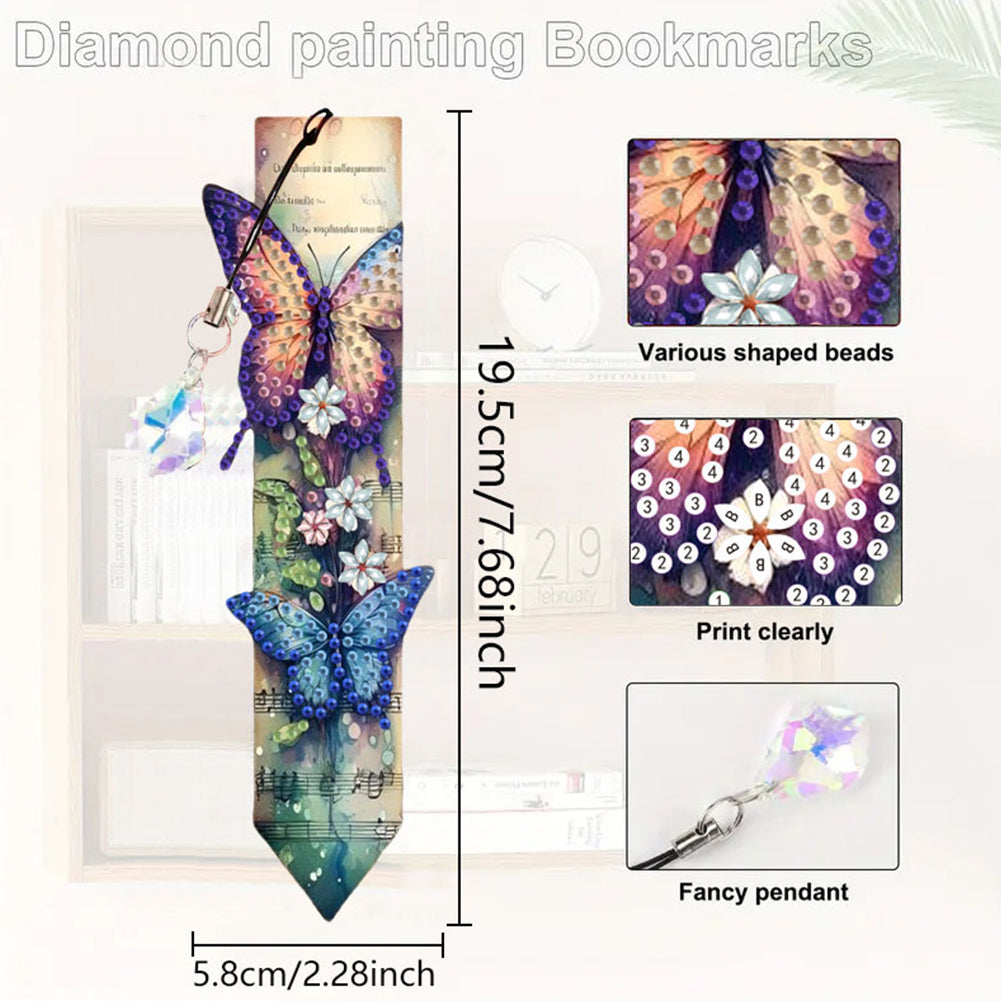 3Pcs Animal Themed DIY Diamond Painting Art Bookmarks Irregular Shaped Diamonds