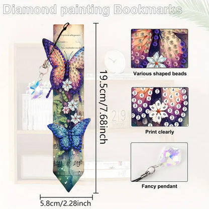 3Pcs Animal Themed DIY Diamond Painting Art Bookmarks Irregular Shaped Diamonds