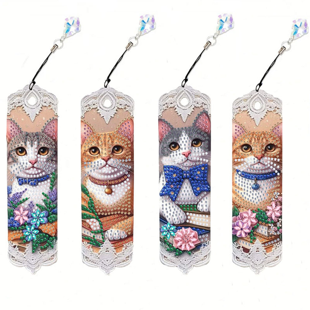 3Pcs Animal Themed DIY Diamond Painting Art Bookmarks Irregular Shaped Diamonds