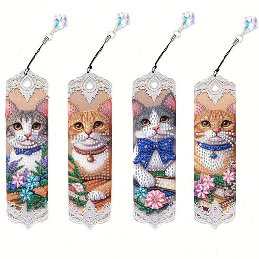 3Pcs Animal Themed DIY Diamond Painting Art Bookmarks Irregular Shaped Diamonds