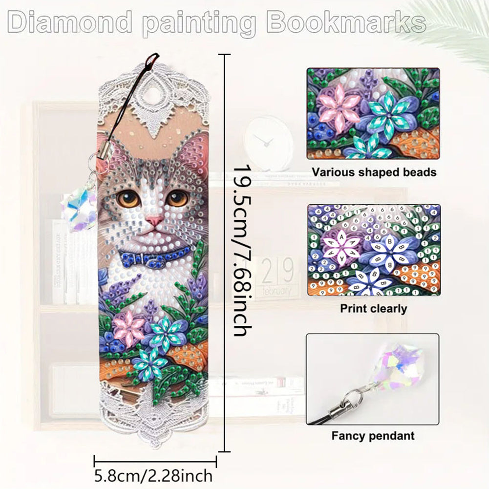 3Pcs Animal Themed DIY Diamond Painting Art Bookmarks Irregular Shaped Diamonds