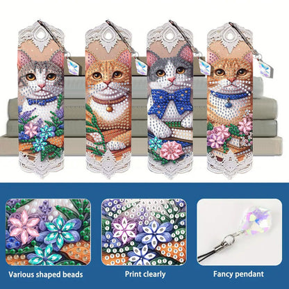 3Pcs Animal Themed DIY Diamond Painting Art Bookmarks Irregular Shaped Diamonds