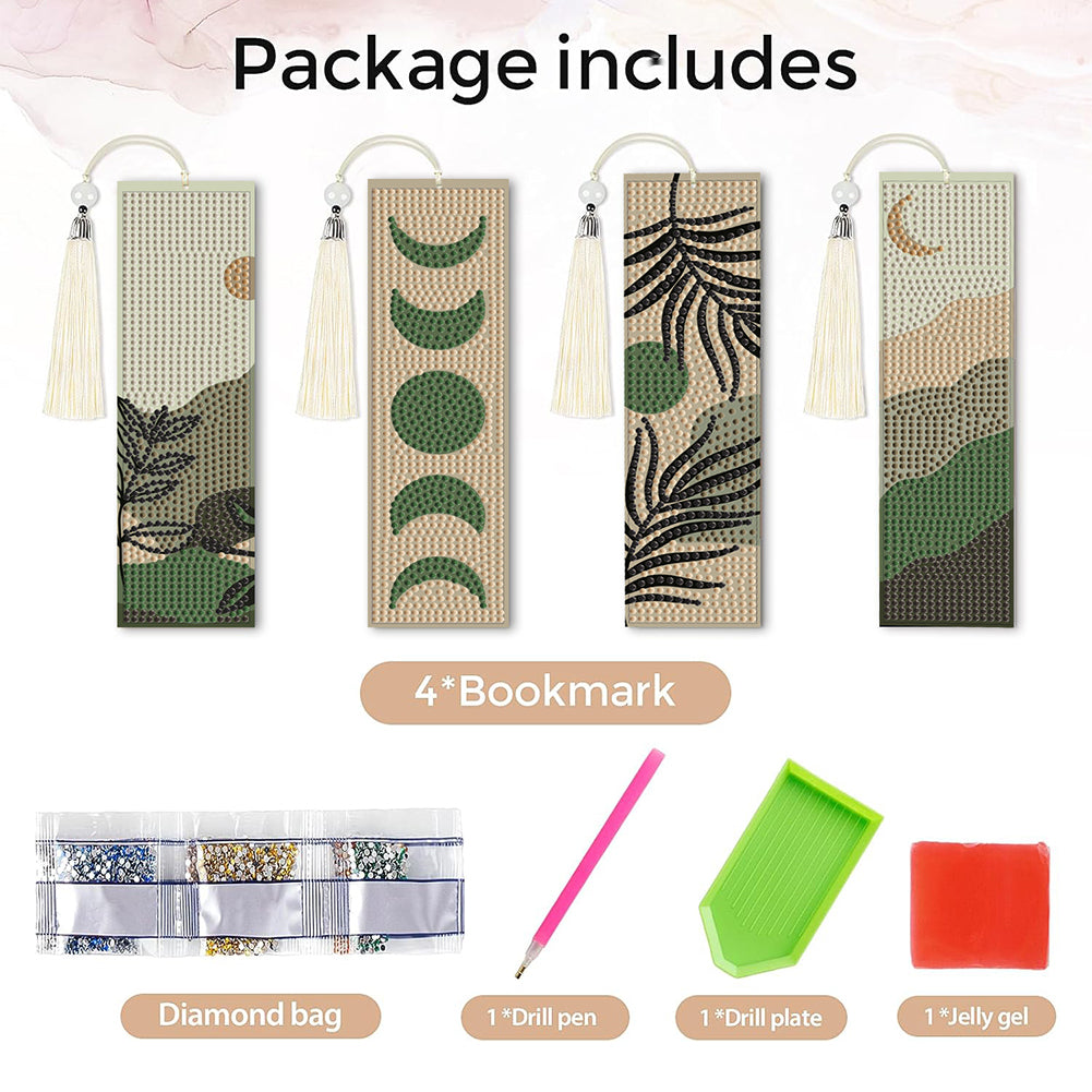 3Pcs Animal Themed DIY Diamond Painting Art Bookmarks Irregular Shaped Diamonds