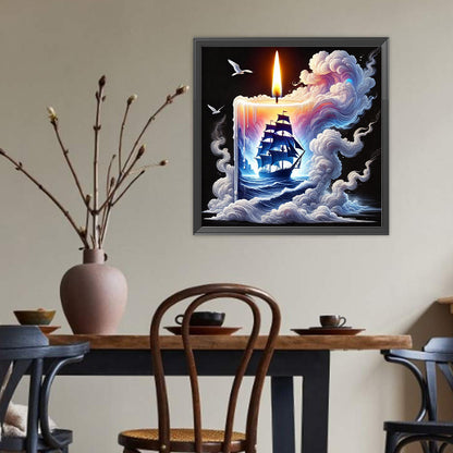 Sailboat In Candle - Full Round Drill Diamond Painting 40*40CM