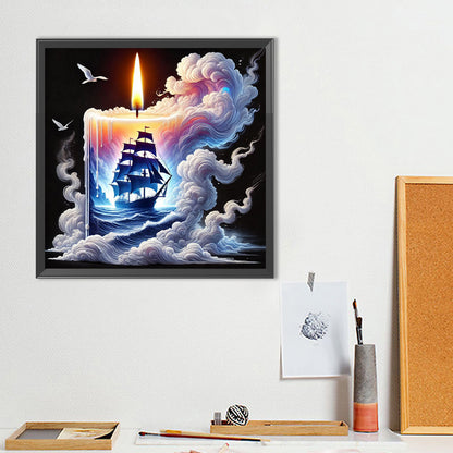 Sailboat In Candle - Full Round Drill Diamond Painting 40*40CM