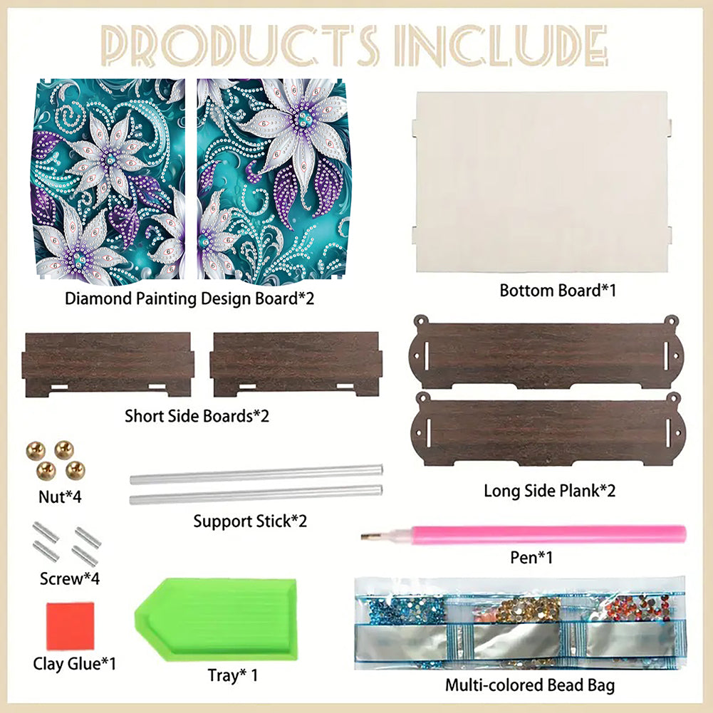 Diamond Painting Storage Box DIY 5D Diamond Painting Jewelry Box for Women Girls