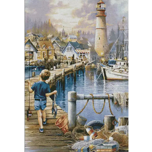 Little Boy'S Happiness - 14CT Stamped Cross Stitch 55*75CM(Fairy Brand)