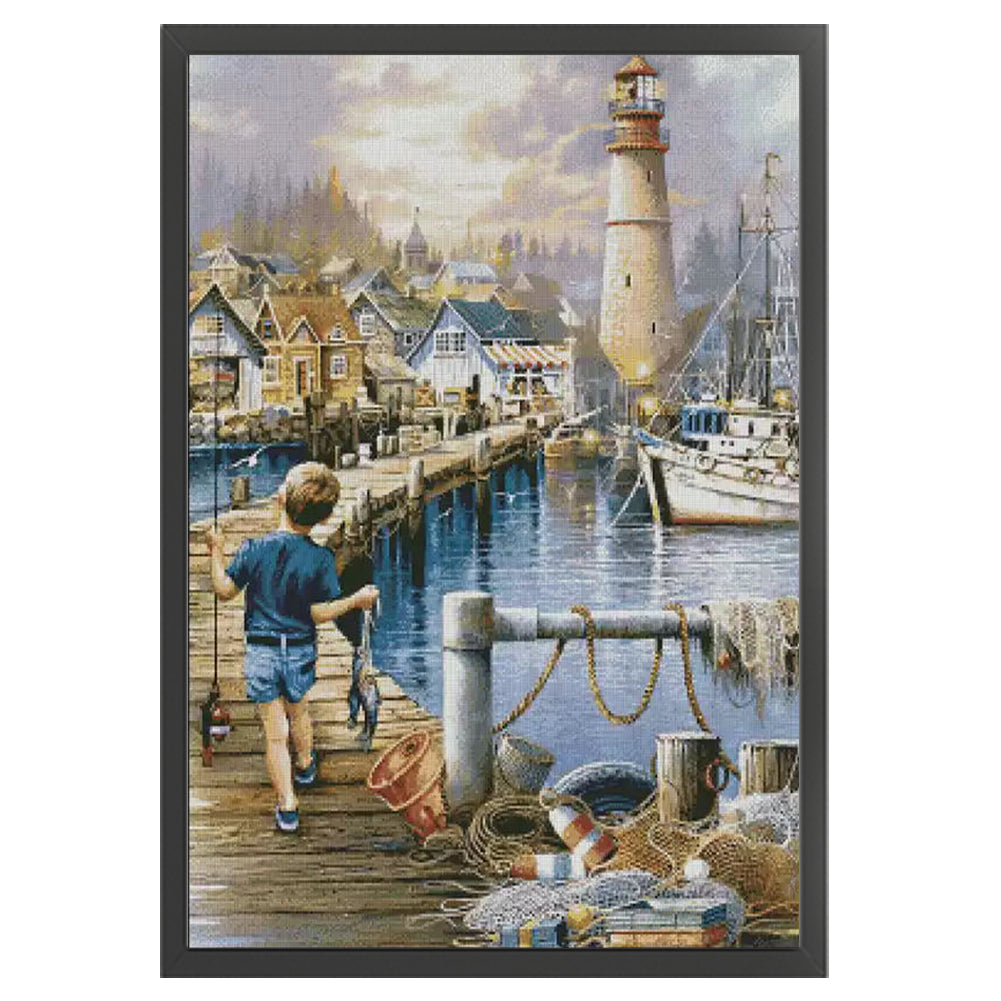 Little Boy'S Happiness - 14CT Stamped Cross Stitch 55*75CM(Fairy Brand)