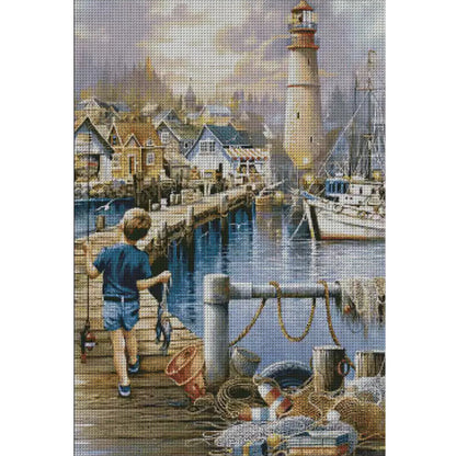 Little Boy'S Happiness - 14CT Stamped Cross Stitch 55*75CM(Fairy Brand)