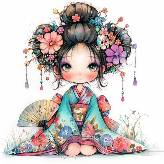 Japanese Cartoon Girl - 11CT Stamped Cross Stitch 40*40CM