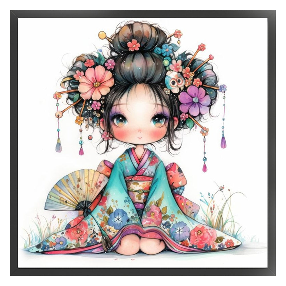 Japanese Cartoon Girl - 11CT Stamped Cross Stitch 40*40CM