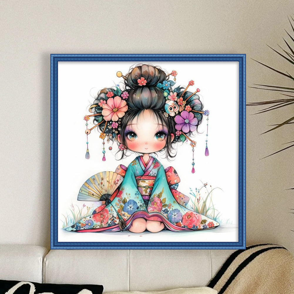 Japanese Cartoon Girl - 11CT Stamped Cross Stitch 40*40CM