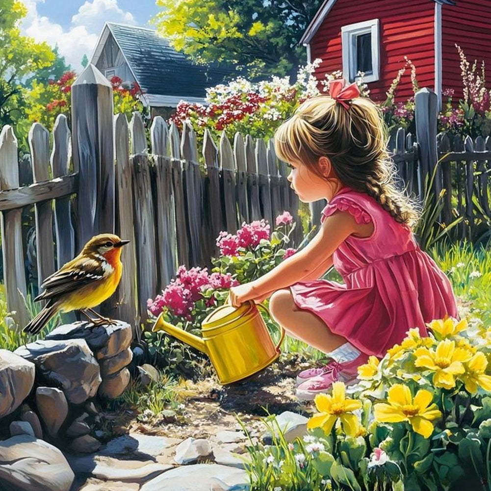 Garden Girl - Full Round Drill Diamond Painting 40*40CM