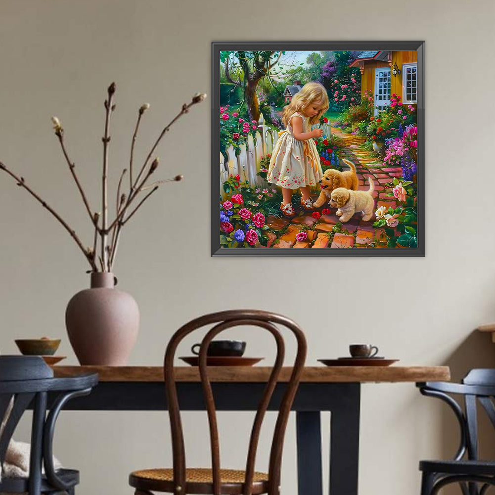 Garden Girl - Full Round Drill Diamond Painting 40*40CM