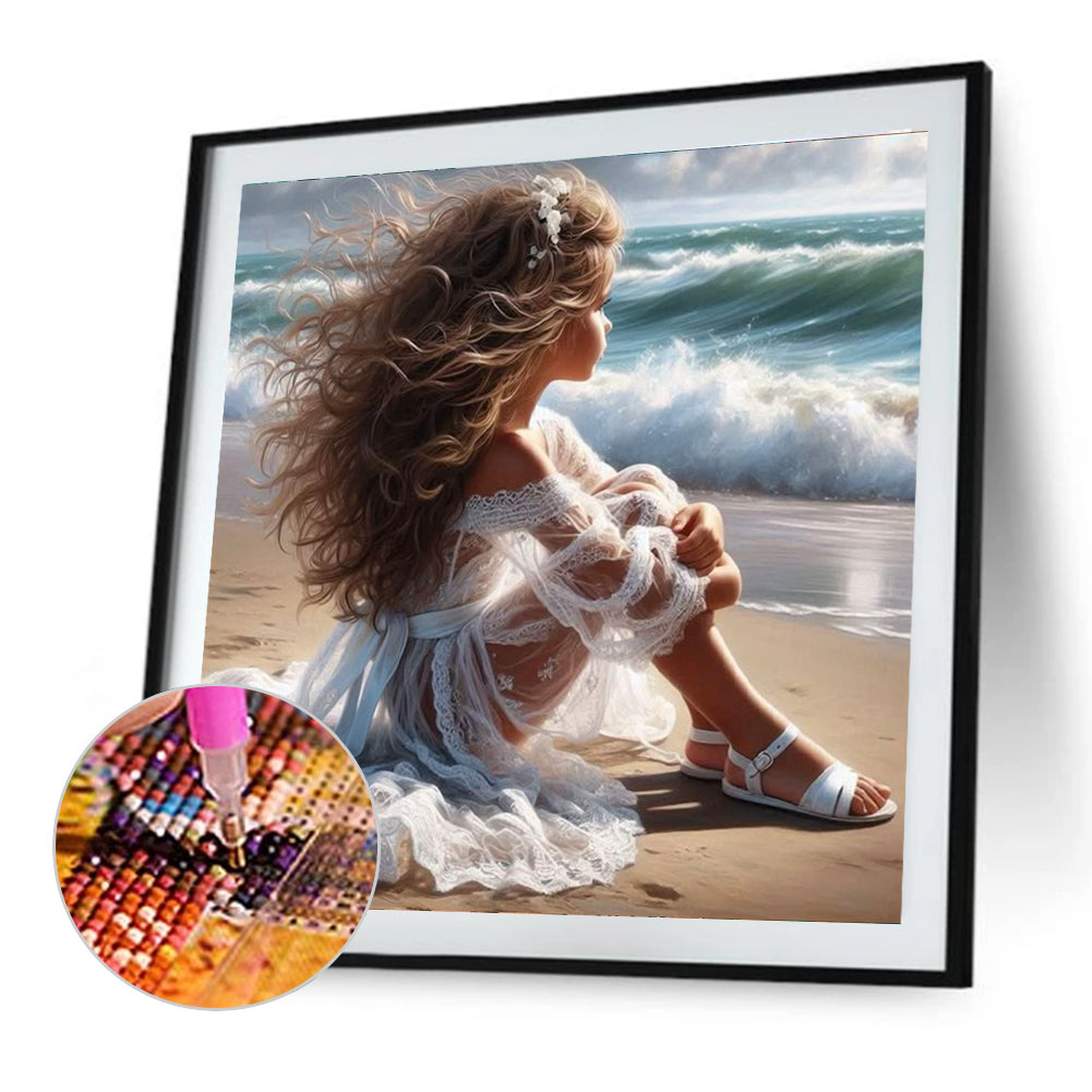 Beach Girl - Full Round Drill Diamond Painting 40*40CM