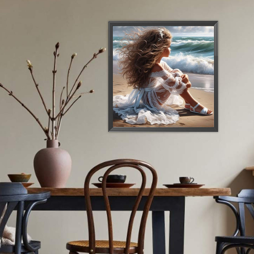 Beach Girl - Full Round Drill Diamond Painting 40*40CM
