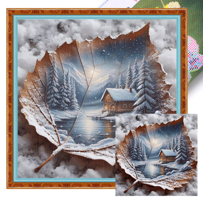Leaf Silhouette - Winter - 11CT Stamped Cross Stitch 40*40CM
