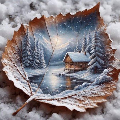 Leaf Silhouette - Winter - 11CT Stamped Cross Stitch 40*40CM