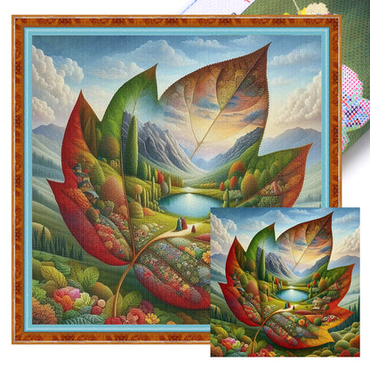 Leaf Silhouette - Autumn - 11CT Stamped Cross Stitch 40*40CM