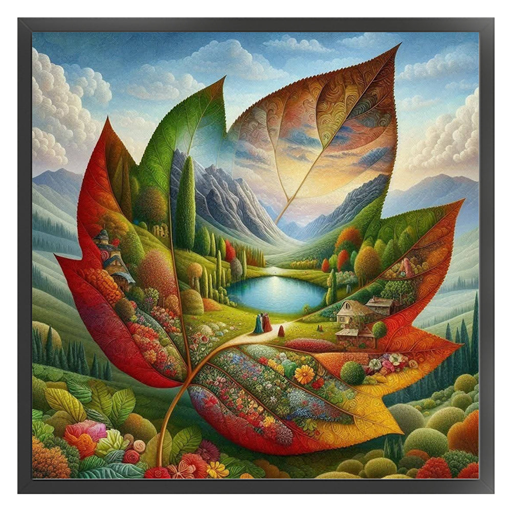 Leaf Silhouette - Autumn - 11CT Stamped Cross Stitch 40*40CM
