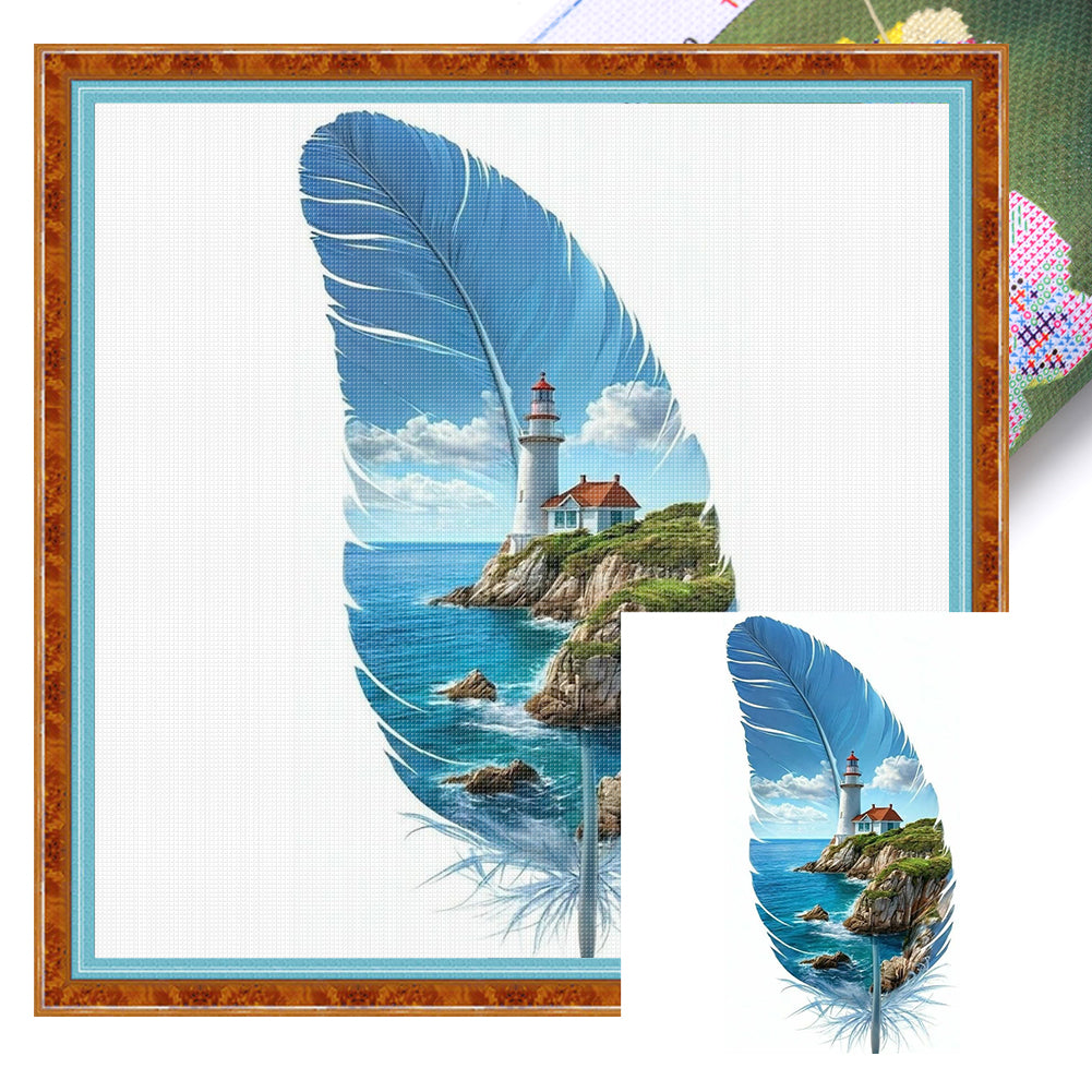 Leaf Silhouette - Lighthouse - 11CT Stamped Cross Stitch 40*70CM