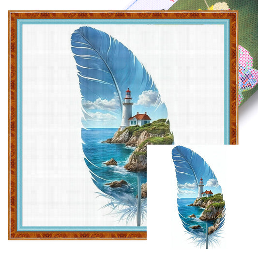 Leaf Silhouette - Lighthouse - 11CT Stamped Cross Stitch 40*70CM