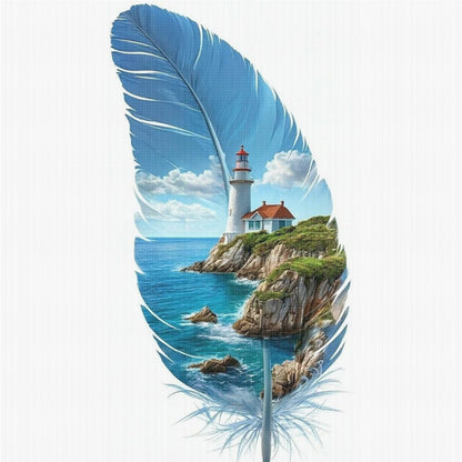 Leaf Silhouette - Lighthouse - 11CT Stamped Cross Stitch 40*70CM