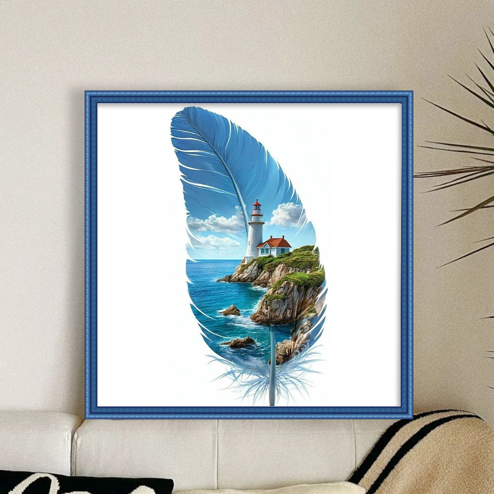 Leaf Silhouette - Lighthouse - 11CT Stamped Cross Stitch 40*70CM