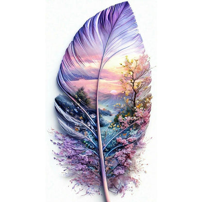 Leaf Silhouette-Purple Scenery - 11CT Stamped Cross Stitch 40*70CM