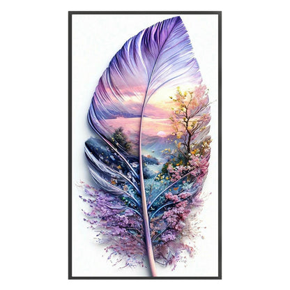 Leaf Silhouette-Purple Scenery - 11CT Stamped Cross Stitch 40*70CM