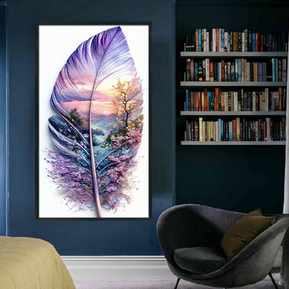 Leaf Silhouette-Purple Scenery - 11CT Stamped Cross Stitch 40*70CM