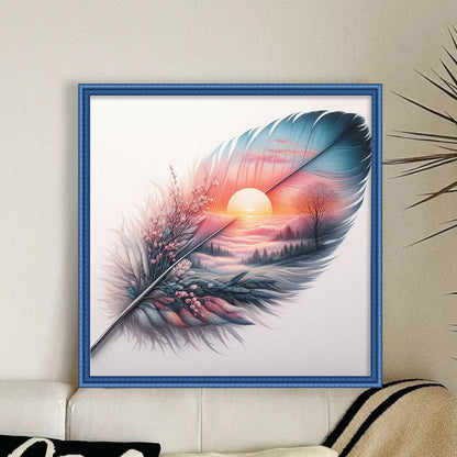 Feather Silhouette - Sunrise - 11CT Stamped Cross Stitch 40*40CM